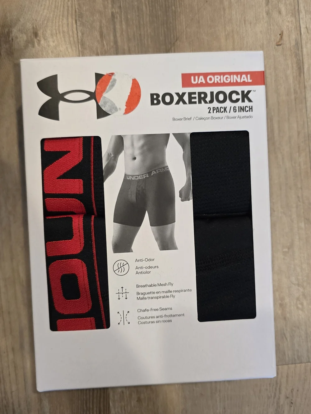Under Armour Men’s 4XL Boxerjock 2-Pack Boxer Briefs – Black/red